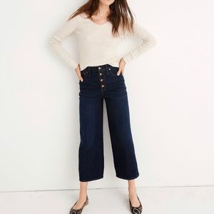 Madewell Wide-Leg Crop Jeans in Hayes Wash: Button-Front Edition
